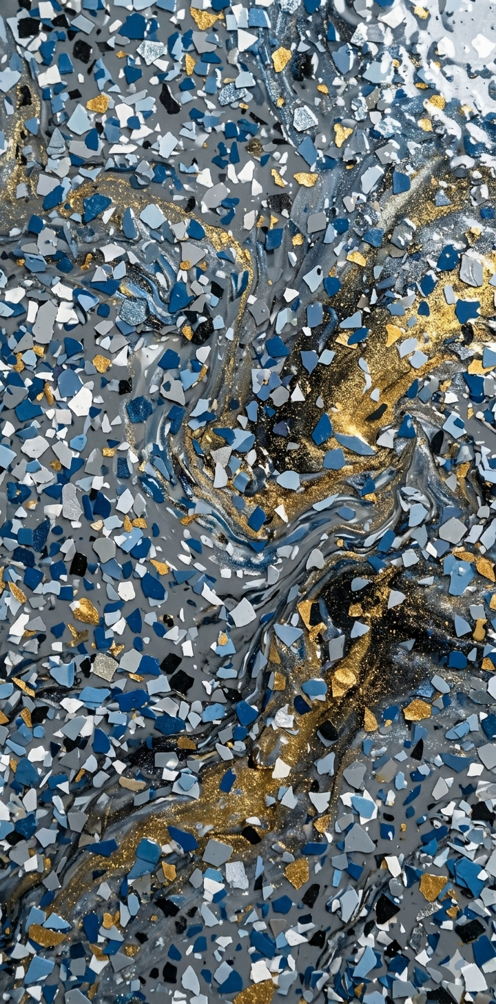 Close-up of flaked epoxy chip flooring texture
